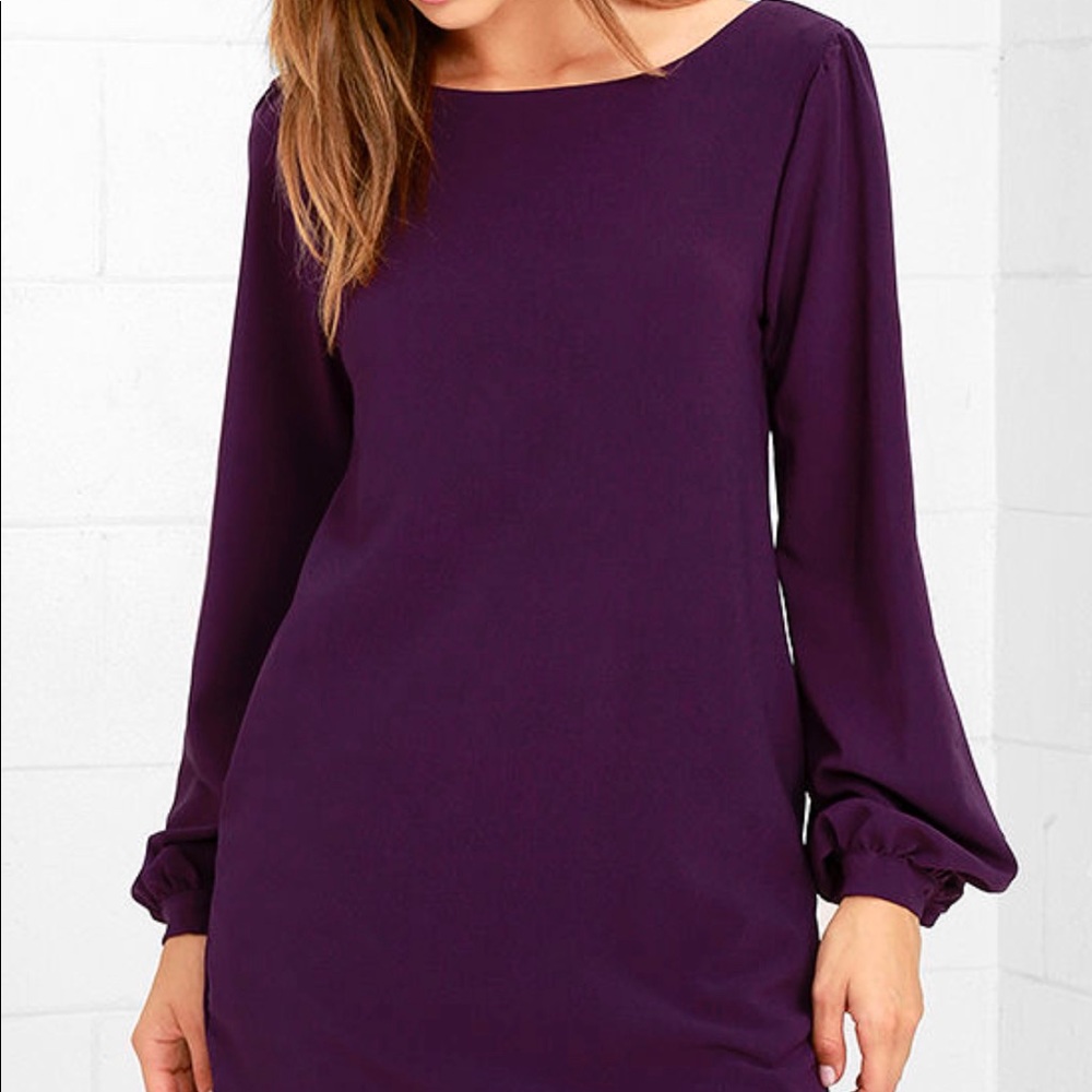 Lulus Purple Long Sleeve Shift Dress
